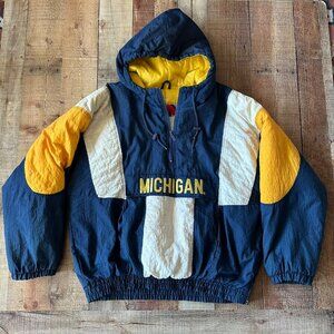 Match 1 Men's Size XL Vintage Michigan Wolverines Puffer Coat Quarter Zip